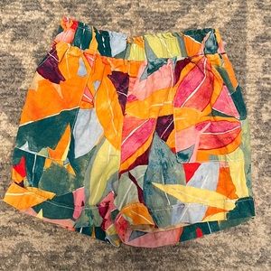 Time and Tru, High Waisted Linen, Multi Color, Pattern Shorts, Size Small (4-6)